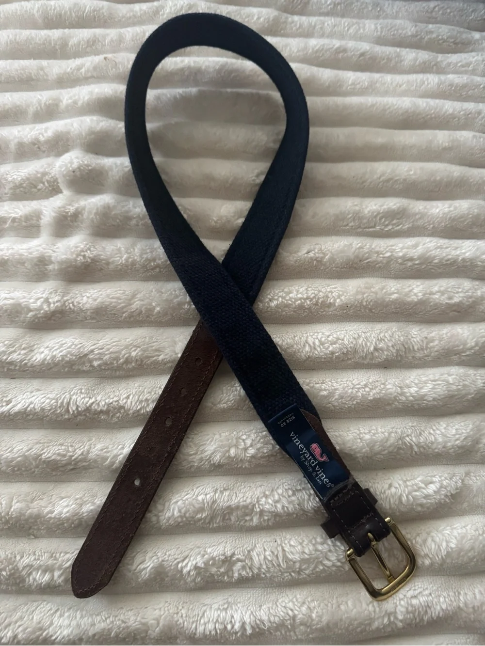 Vineyard Vines Men's Whale Canvas Club Belt Size 30 Navy Blue Preppy